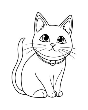 Çocuklar ve Acemiler için Şirin Kedi Boyama Sayfası Bir Kedi Çizimi