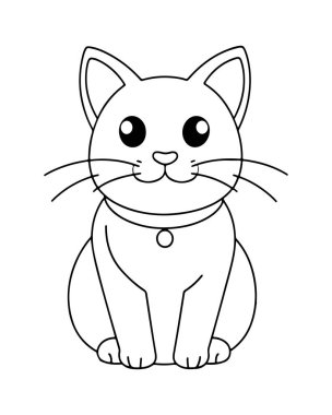 Renkli resimleri seven çocuklar için şirin çizgi film kedi boyama sayfası