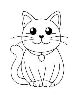 Çocuklar ve yetişkinler için çizim ya da boyama için uygun sevimli bir kedi resmi