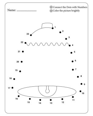 Basketbol, nokta etkinlik çalışma tablosunu eğlence ve öğrenme için numaralandırılmış bulmacaya vektör illüstrasyon tarzında bağlar