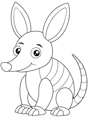 Sevimli karıncayiyen boyama sayfası çocuklar için tasarlanmış eğlenceli ve şirin bir hayvan çizimi