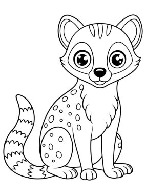 Afrika misk boyama sayfasında çocuklar için sevimli hayvan resimleri var.