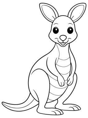 Çocuklar için yapılmış sevimli ve eğlenceli hayvan sanatı ile çevik valabi boyama sayfası