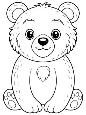 Çocuklar için basılabilir hayvan resimleriyle Amerikan siyah ayı çizgi film boyama sayfası