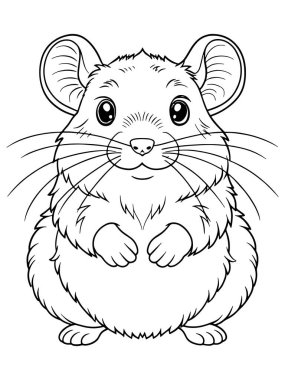 Amerikan Pika boyama sayfasında çocuklar için sevimli kemirgen hayvan resimleri var.