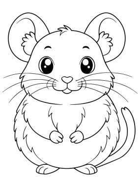 Pika boyama sayfasında çocuk boyama eğlencesi için sevimli Amerikan hayvan sanatı sergileniyor