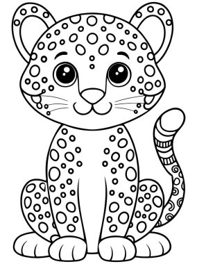 Amur leopar yavrusu boyama sayfası Çocuklar için sevimli vahşi yaşam resimleriyle