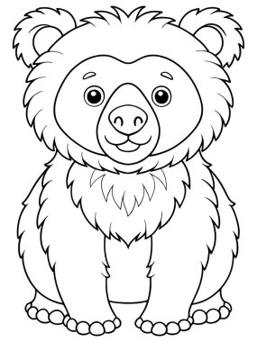 And ayısı boyama sayfası çocuklar için sevimli bir çizgi çizgisi ile tasarlandı.