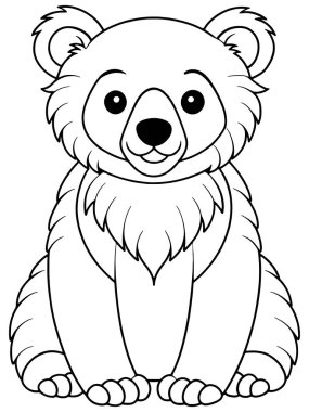 Ve ayı yavrusu boyama sayfasında sadece çocuklar için yapılmış tapılası hayvan resimleri var.