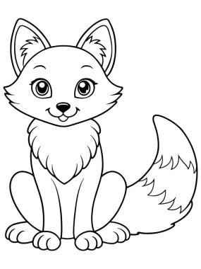 Eğlenceli ve arkadaş canlısı çizimleri olan çocuklar için tasarlanmış kutup tilkisi şirin hayvan boyama sayfası