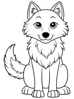 Kuzey Kutbu kurt boyama sayfasında çocuklar için şirin hayvan tasarımı olan çizgi sanatı yer alıyor.