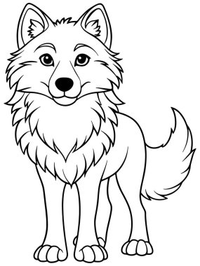 Kuzey Kutup Kurdu çizgisi, çocuklar için eğlenceli hayvan sanatlarıyla basılabilir renklendirici sayfa