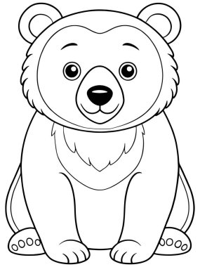 Çocuklar için Asyalı vahşi yaşam tasarımlı şirin siyah ayı boyama sayfası mı?