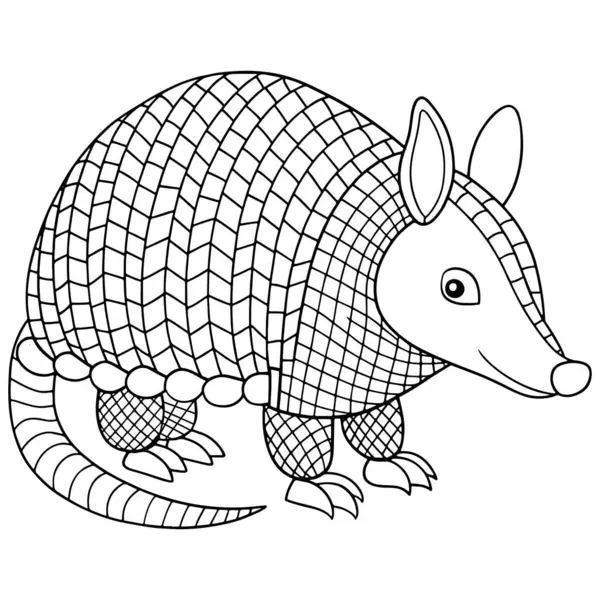 Çocuklar için basılabilir vahşi yaşam hayvan tasarımı içeren şirin armadillo boyama sayfası