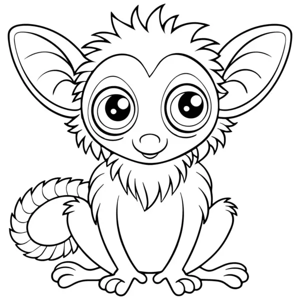Evet, çocuklar için yapılmış sevimli lemur illüstrasyonlu boyama sayfası.