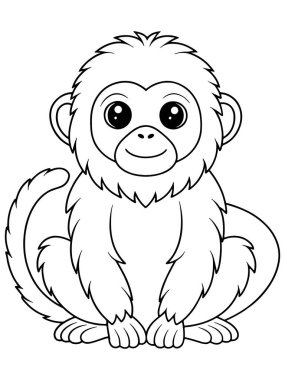 Çocuklar için basılabilir şirin hayvan resimlerinin yer aldığı babun çizgi film boyama sayfası