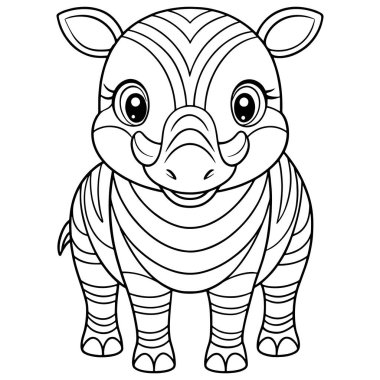 Babirusa boyama sayfasında çocuklar için hazırlanmış şirin hayvan resimleri var.