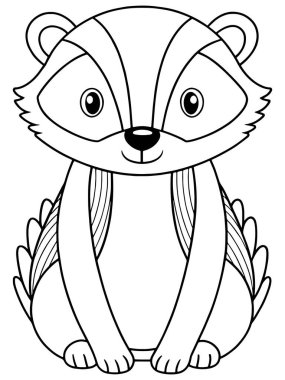 Porsuk boyama sayfası, çocukların eğlenmesi için yapılmış sevimli hayvan resimleriyle dolu.