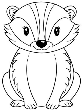 Çocuklar için porsuk boyama sayfası Sevimli vahşi hayvan resimleri sergiliyor