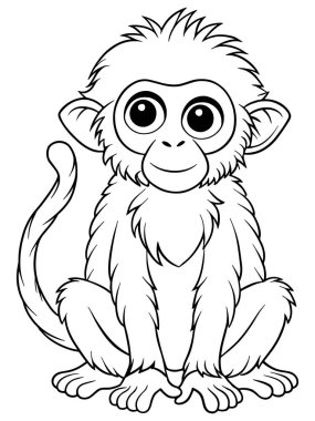 Uluyan maymun boyama sayfası. Özellikle çocuklar için yapılmış şirin hayvan sanatı.