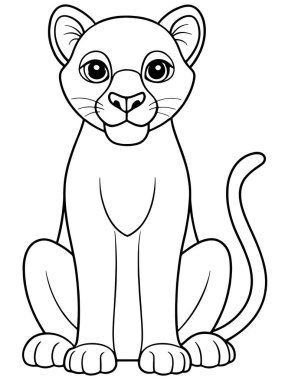 Panter boyama sayfası şirin siyah çizgi film vahşi yaşam tasarımı çocuklar için mükemmel