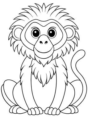 Çocuklar için yaratılan sevimli hayvan sanatının yer aldığı Örümcek Maymun Boyama Sayfası