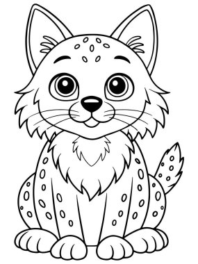 Vahşi yaşam hayvan sanatının çocuklar için mükemmel olduğu şirin vaşak boyama sayfası