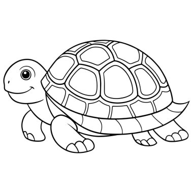 Kaplumbağa karikatür çizim sayfası çocukların eğlenceli aktiviteleri için oluşturuldu