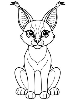 Caracal kedicik çizgi film boyama sayfası. Çocuklar için çok güzel çizimler var.