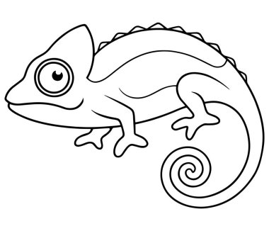 Bukalemun karikatür çizimi. Eğitim boyama sayfası çocuklar için tasarlanmış.