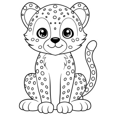 Çita Yavrusu boyama sayfasında çocuklar için sevimli vahşi yaşam hayvan örnekleri yer alıyor