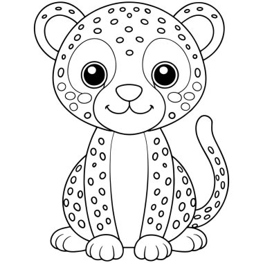 Çocuklar için sevimli hayvan tasarımı olan vahşi çita yavruları boyama sayfası