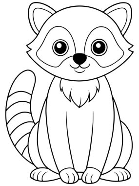 Coati boyama sayfası ve çocuklar için tasarlanmış sevimli hayvan resimleme sayfası