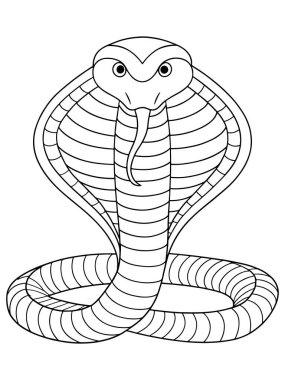 Kral kobra çizimi renkler için sürüngen vahşi hayvan çizimini gösteriyor