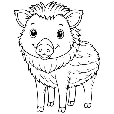 Çocukların eğlenmesi için tasarlanmış karikatür hayvan sanatı ile yakalı pekiyi boyama sayfası