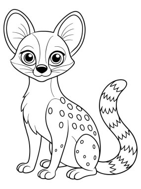 Çocuklar için basılabilir hayvan illüstrasyonuyla ortak genet boyama sayfası
