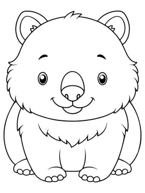 Çocukların boyama zamanı için yapılan şirin hayvan sanatı ile genel wombat boyama sayfası.