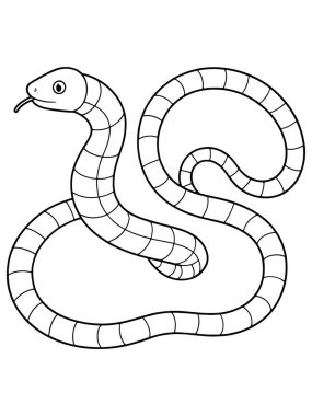 Mercan yılanı karikatür boyama sayfası basit sürüngen tasarımı resimleme eğlencesi için mükemmel.