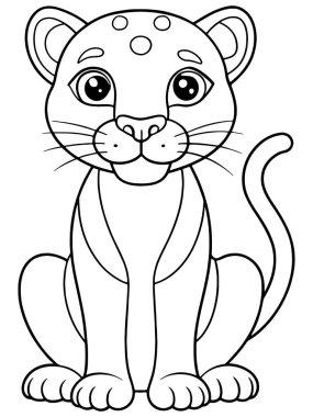 Çocuklar için yaratılmış sevimli hayvan resimlerini gösteren puma boyama sayfası mı? eğlenceli