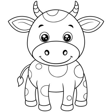Çocuklar için inek boyama sayfası. Sevimli hayvan resimleri olan çocuklar için. Boyama eğlencesini sevsinler diye.