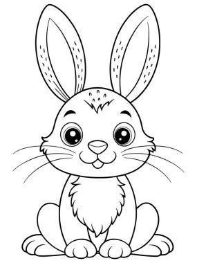 Doğu pamuk kuyruklu boyama sayfasında çocuklar için çizilmiş eğlenceli hayvan resimleri var.