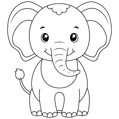 Bebek fil çizimleri. Sayfaları boyayan çocuklar için sevimli bir hayvan resmi.