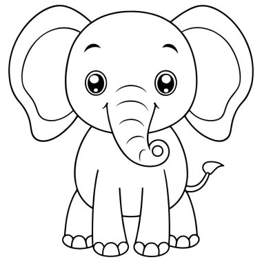 Fil çizgi filmi ana hatları boyama sayfaları ve çocuk aktiviteleri için mükemmel dizayn edilmiş.