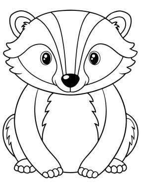 Çocuklar için hayvan resimleri çizen Avrupa porsuk boyama sayfası