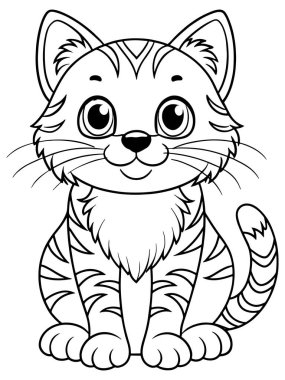 Avrupa vahşi kedi boyama sayfası çocuklar için çizgi film kedi hayvan tasarımı sergiliyor