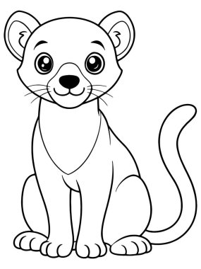 Fossa karikatür boyama sayfasında çocuklar için basılabilir sevimli hayvan resimleri var.