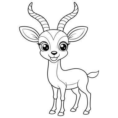 Çocuklar için basılabilir vahşi yaşam çizimleri içeren ceylan boyama sayfası