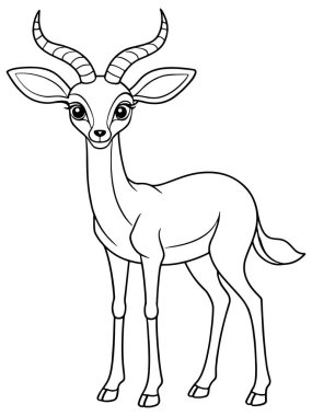 Gerenuk çizgisi çocukların vahşi yaşam ve sanat faaliyetleri için boyama sayfası