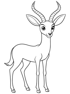 Çocuklar için basılabilir hayvan illüstrasyonu içeren Gerenuk çizgi resim sayfası