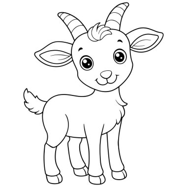 Çocuk keçi çizgisi çocuklar ve eğlenceli sanat aktiviteleri için tasarlanmış boyama sayfası